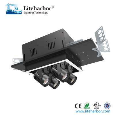 16W 4-Lamp Square Retractable Multiple Recessed Downlight with J-Box